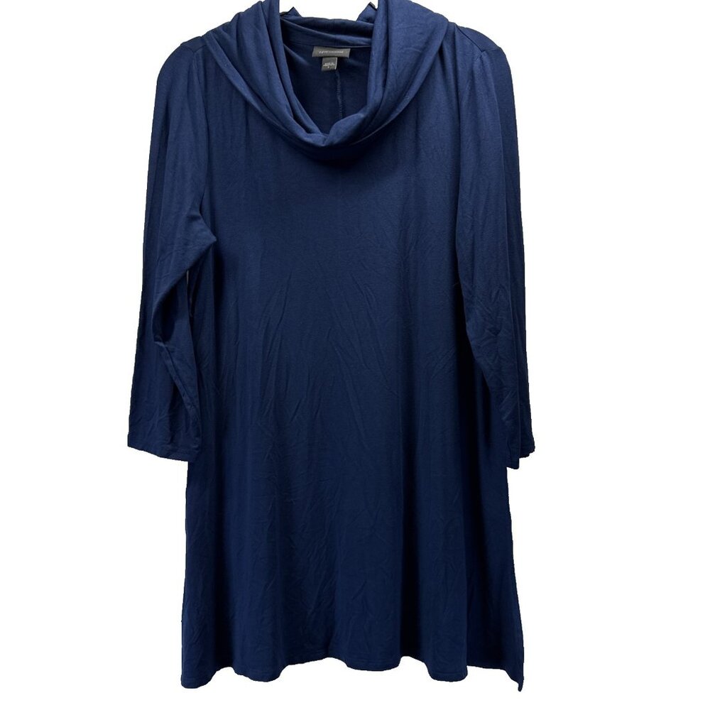 J Jill Wearever Women's Cowl Neck Top Size Small‎ Rayon Stretch Solid Blue Tunic